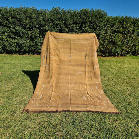 Brown Sabra Rug 6.2 x 9.5 ft ft Moroccan Cactus Silk Rug TheMorner