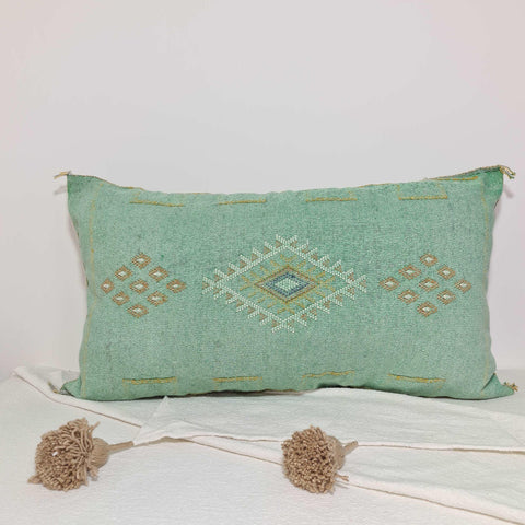 Large Soft turquoise  Moroccan sabra Cactus Pillow cover , handmade Large Lumbar berber Moroccan Boho cactus cushion cover 37X20 TheMorner