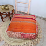 Red Vintage Moroccan Floor Pouf 20%OFF || Vintage berber Moroccan wool Pouf || Unique Footstool unfilled TheMorner