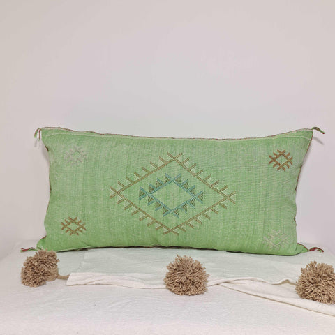 Large Soft green  Moroccan sabra Cactus Pillow cover , handmade Large Lumbar berber Moroccan Boho cactus cushion cover 37X20 TheMorner