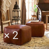 Set of 2 square leather pouf Themorner