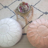 Round Leather Pouf - Nude Pink Themorner