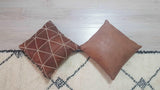 SET OF 2 Leather Pillow Cover with embroidery Themorner