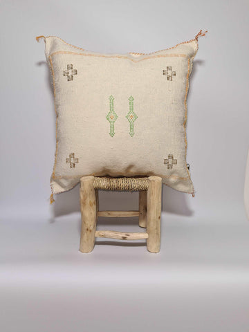 Vintage soft White Moroccan sabra Cactus Pillow cover , handmade berber Moroccan Bohemian cactus cushion cover TheMorner