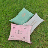 Light pink Moroccan Lumbar Sabra Cushion Cover , Cactus Silk Pillow Throw TheMorner