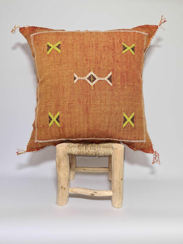 Vintage soft Orange Moroccan sabra Cactus Pillow cover , handmade berber Moroccan Bohemian cactus cushion cover TheMorner