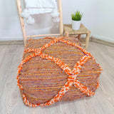 Orange Vintage Moroccan  Floor Pouf || Vintage Moroccan rug Pouf ||  Berber Pouf || Footstool unfilled TheMorner