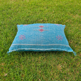 Blue Moroccan Lumbar Sabra Cushion Cover , Cactus Silk Pillow Throw TheMorner