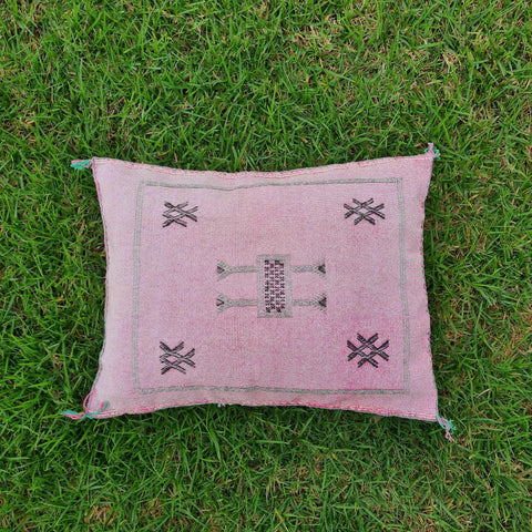 Light pink Moroccan Lumbar Sabra Cushion Cover , Cactus Silk Pillow Throw TheMorner