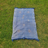 Blue Sabra Rug 3x4,9 ft Moroccan Cactus Silk Rug Moroccan rug / Bohemian Rug Moroccan Style Carpet TheMorner