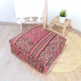Red Vintage Moroccan Floor Pouf 20%OFF || Vintage berber Moroccan wool Pouf || Unique Footstool unfilled TheMorner