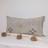 Large Soft grey  Moroccan sabra Cactus Pillow cover , handmade Large Lumbar berber Moroccan Boho cactus cushion cover 37X20 TheMorner