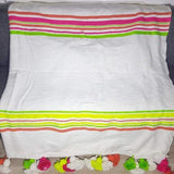 Berber Pom Pom blanket - Multicolour stripes Themorner