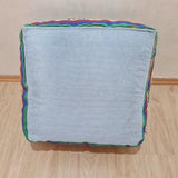 Vintage Colourful Moroccan Square Cotton /wool Pouf Themorner