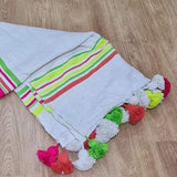 Berber Pom Pom blanket - Multicolour stripes Themorner