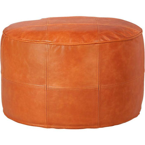 Large Round Moroccan ottoman leather pouf / Footstool living room TheMorner